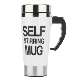 AceWin Stainless Lazy Self Stirring Mug Auto Mixing Tea Coffee Cup Office Gift - White