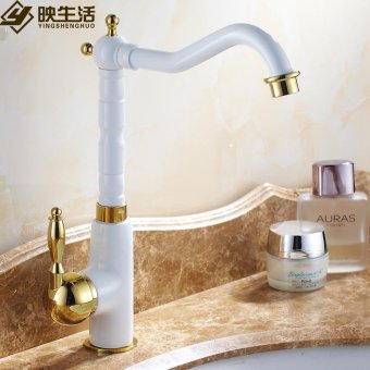 Kitchen faucet hot and cold-water copper body chef slot sink water nozzle dual holes into wall thick mixed up water valve E 7 small field, the - intl