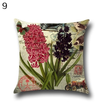 Broadfashion Vintage Flower Building Pattern Pillow Case Home Decor Sofa Throw Pillow Cover (#9) - intl
