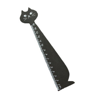 Homegarden Cat Face Wood Ruler Black