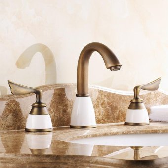 Cu all three holes basin faucet continental ceramic antique-Cold Water\" split Sinks Faucets - intl