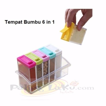 Tempat Bumbu Dapur Kotak 6 in 1 / Seasoning Set Multicolour 6in1