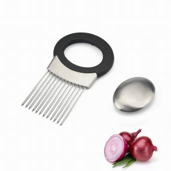 Kitchen Gadgets Multi-function Onion Slicer Stainless Steel Loose Meat Needle (with stainless steel deodorant soap) - intl