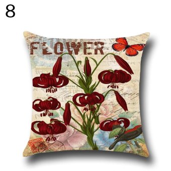 Broadfashion Vintage Flower Building Pattern Pillow Case Home Decor Sofa Throw Pillow Cover (#8) - intl