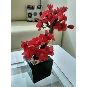 Hiasan Meja Tamu Bunga Sakura Mini Merah