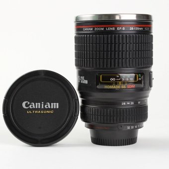 Caniam Camera Lens Coffee Cup, Travel Mug - Camera Eos 28-135Mm Model Stainless 400Ml Thermos (Black)