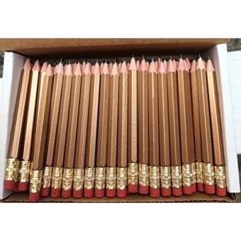 Half Pencils with Eraser - Golf, Classroom, Pew - Hexagon, Sharpened, #2 Pencil, Color - Gold , Box of 72