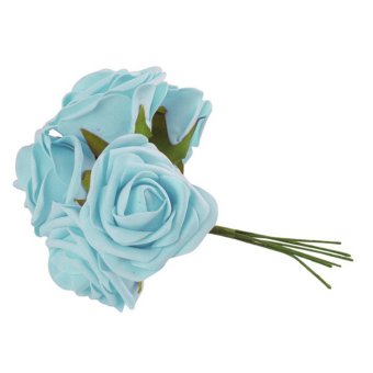 BolehDeals BolehDeals 10x Foam Roses Heads Artificial Flower Bride Bouquet Party Home Decor Blue