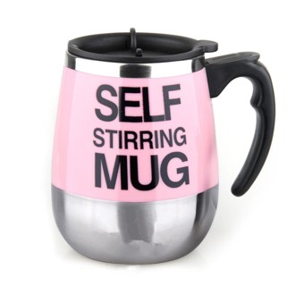 Hot Sale Novelty Automatic Electric Stirring Coffee Mug, Comfkey Double Layer Stainless Steel Self Stirring Auto Coffee Mugs Self Mixing Cup for Morning, Office, Travelling (Pink) (450ml/15.2oz)
