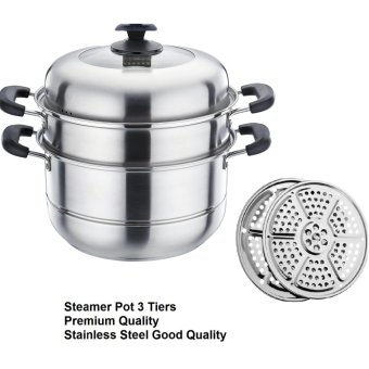 Panci Steamer Pot 3 Tier / Panci Kukusan 3 tingkat -Premium Stainless Steel