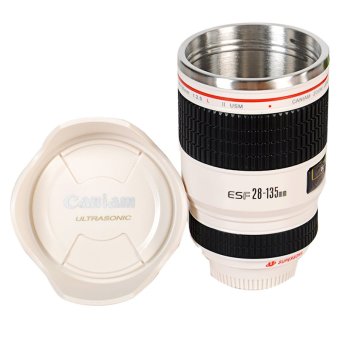 Caniam Camera Lens Coffee Cup, Travel Mug - Camera Eos 28-135Mm Model Stainless 480Ml Thermos (White)