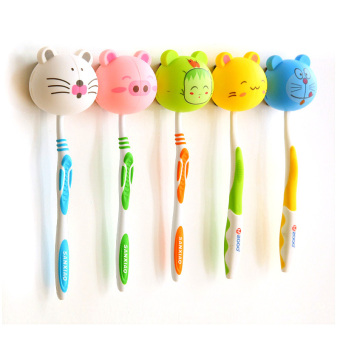 ilovebaby 5 buah binatang kartun anak sikat gigi pemegang sikat gigi di kamar mandi warna acak klip penyimpanan