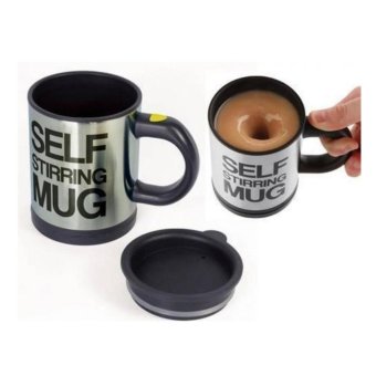 EKSLUSIF Automatic Self Stirring Mug Steering Coffee Mug - Gelas Aduk Otomatis (Black)