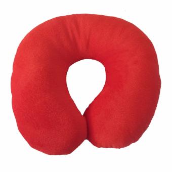 Skytop Bantal Leher Travel Neck Pillow Cushion Sleep Support Car Home Sleep - Merah
