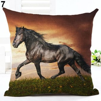 Broadfashion 18 inch Watercolor Horse Sofa Cushion Cover Fashion Pillow Case Home Car Decor 7. Horse - intl