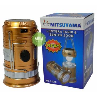 Mitsuyama NEW MS-1030 Lentera Tarik & Senter Zoom Tenaga Surya + USB Output (Gold)