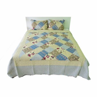 Vintage Story Bed Cover Set Dan Sprei 100% Cotton Semi Patchwork Classic Multi colour(BCSA)