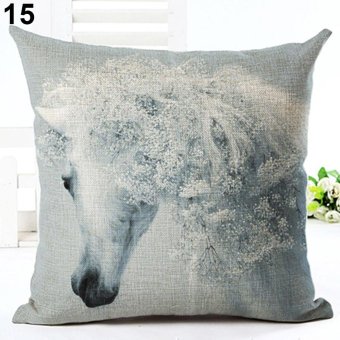 Broadfashion 18 inch Watercolor Horse Sofa Cushion Cover Fashion Pillow Case Home Car Decor 15. White Horse - intl