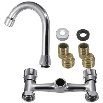 Bathroom Copper Faucet Double Handle Single Hole Sink Basin Tap Hot Cold Mixer - intl