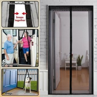 Summer Mesh Insect Fly Bug Mosquito Door Curtain Net Netting Mesh Screen Magnets(color:Black,size:80cm by 210cm) - intl