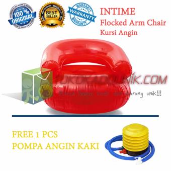 Intime Flocked Arm Chair Merah Free Pompa Angin Kaki