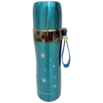 Thermos vacuum flask 500ml stainless steel metalik BPA free - biru