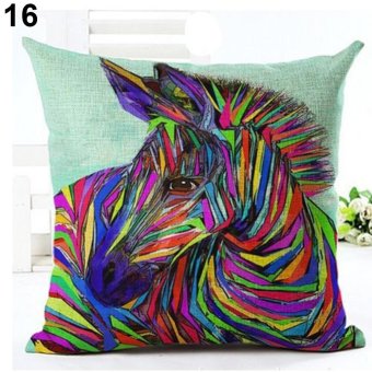 Broadfashion 18 inch Watercolor Horse Sofa Cushion Cover Fashion Pillow Case Home Car Decor 16. Colorful Horse - intl