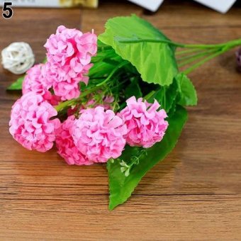 Broadfashion 1 Bunch 9 Head Artificial Hydrangea Silk Flower Bouquet Wedding Party Decor (Pink) - intl