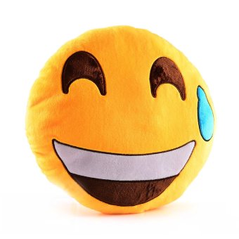360DSC Cute Cartoon Creative QQ Expression Emoji Smiling Round Face Sweat Cushion Pillow Throw Pillow Stuffed Plush Soft Toy