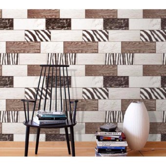 2Cool Wall-covering PVC Waterproof Antique Brick Stone Pattern Nostalgia Living Room/Kitchen Square 3D Wallpaper for Christmas Gift - intl