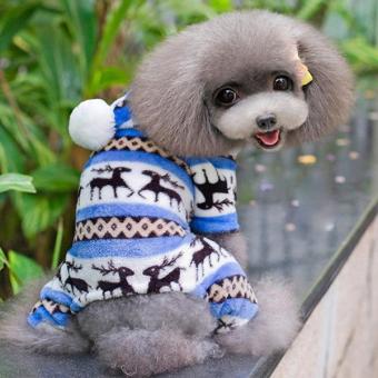 Ai Home Pet Anjing jaket sweter dengan ponco M Biru