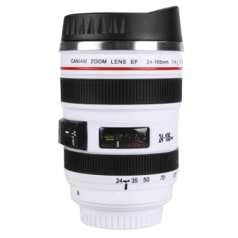 HL Lcd 450Ml Camera Lens Design Stainless Steel Leak-Proof Cup Thermos Mug (White) - intl