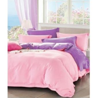 jaxine bedcover set satin/katun jepang baby pink-lilac