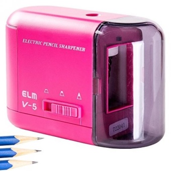 MAGNO SHARPENER Best Electric Pencil Sharpener. Good for School Kids.Pink. Quiet for Classroom. Heavy Duty too - Good for Colored Pencils -Works with AC Adapter, USB and Battery Powered.
