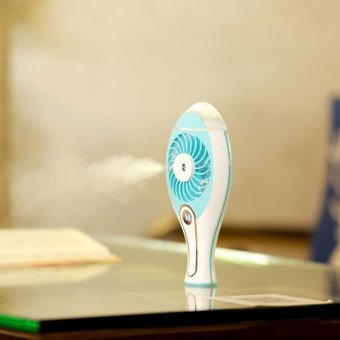 Portable Handheld Mini Beauty Replenishment Fan Cooling Fan with Water Spray (WT-H18) - Blue - intl