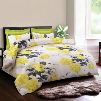 Cotton Sprei Bedcover Motif Bunga - Kuning