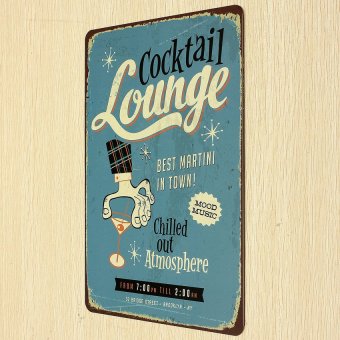 S & F Cocktail Metal Pub Wall Home Deco Shop Vintage Sign Tin Plaque