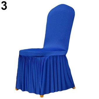 Broadfashion Ruffled Pleated Stretch Full Dining Chair Cover Hotel Restaurant Wedding Decor (Royal Blue) - intl