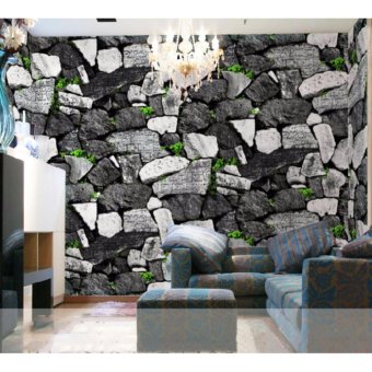 2Cool Wall Paper 3D Rural Rock Living Room/TV/Cafe Waterproof Background Wall PVC Eco-friendly 100*53cm Wallpaper Sticker for Home Decor - intl
