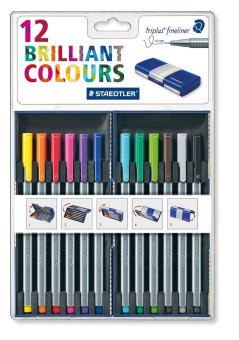 Staedtler Back-to-School 12 Brilliant Multi Colors Triplus 0.3mm Fineliner Pe