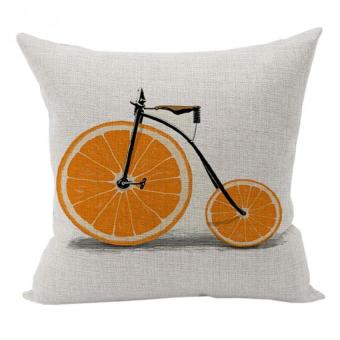 Nunubee Bicycle Cotton Linen Home Square Pillow Decor Throw Pillow Case Sofa Cushion Cover Big Orange Wheels - Intl - Intl