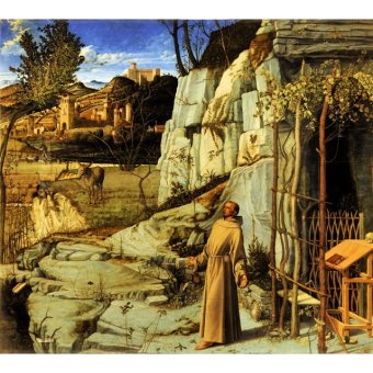 Jiekley Fine Art - Lukisan Saint Francis in the Desert Karya Giovanni Bellini - 1480