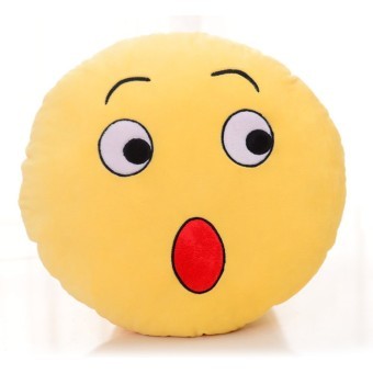 360WISH Cute Cartoon Creative QQ Expression Emoji Emoticon Yellow Round Face Cushion Pillow Throw Pillow Stuffed Plush Soft Toy - Surprised