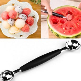 Double-End Steel Melon Baller Scoop Fruit Spoon Ice Cream Dessert Sorbet Tool - intl