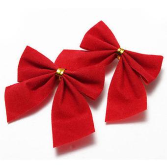 12x Bow Christmas Tree Decoration Hanging Ornament Bowknot Home Decor Xmas Party Red - intl