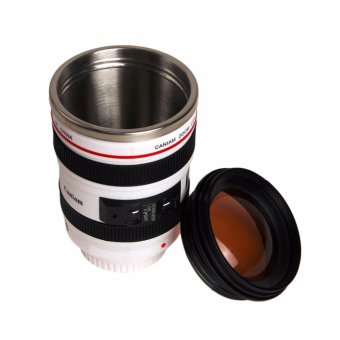 Camera Lens Shape Cup Coffee Tea Travel Mug Stainless Steel Vacuum Flasks 400ml(white) - intl