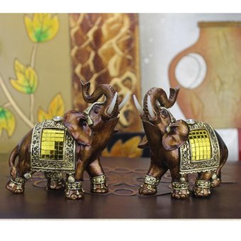 Creative Resin Elephant Crafts Ornament Grain Elephant Home Decoration Gift 13.5*14cm - intl