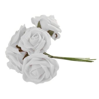 BolehDeals BolehDeals 10x Colorfast Foam Roses Artificial Flower Bride Bouquet Party Decor White