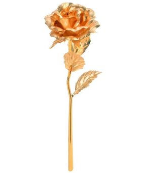 Cyber Hot Fashion 25cm 24K Dipped Gold Foil Rose Flower Gift for Birthday Valentine's Day Mother's Day ( Gold ) - intl