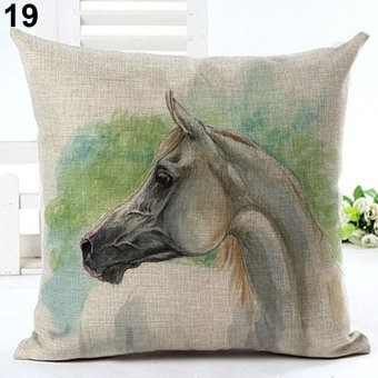 Broadfashion 18 inch Watercolor Horse Sofa Cushion Cover Fashion Pillow Case Home Car Decor 19. White Old Horse - intl